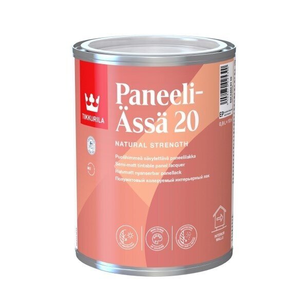 Akrilinis lakas TIKKURILA Paneeli Assa, 0,9l pusiau matiniai Akrilinis lakas TIKKURILA Paneeli Assa, 0,9l pusiau matiniai