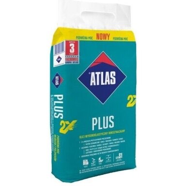 Elastingi plytelių klijai ATLAS Plus 2X, 10kg Elastingi plytelių klijai ATLAS Plus 2X, 10kg