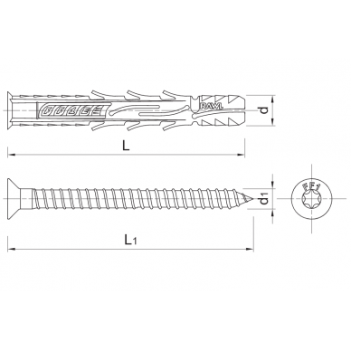 10x160mm UNIVERSALUS FASADINIS KAIŠTIS TORX R-P3-FF1-N-10L160 (1vnt) 1