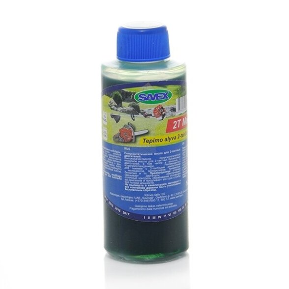 Alyva dvitakčiams varikliams 2T SAVEX (žalia), 100 ml Alyva dvitakčiams varikliams 2T SAVEX (žalia), 100 ml