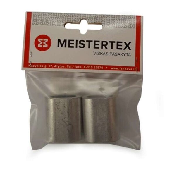 Plokščias aliuminis suspaudėjas 10mm MEISTERTEX (2vnt) Plokščias aliuminis suspaudėjas 10mm MEISTERTEX (2vnt)