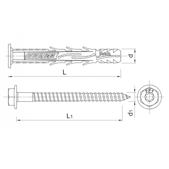 Kaištis RAWLPLUG Torx R-P3-FF1-N-10K16, 10x160mm 1 Kaištis RAWLPLUG Torx R-P3-FF1-N-10K16, 10x160mm 1
