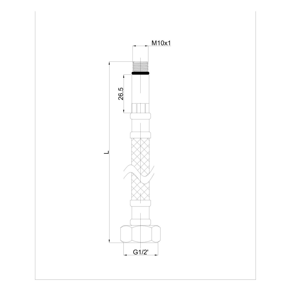 Maišytuvo pajungimo žarna RUBINETA 619120 M10xF1/2″, 120cm 1