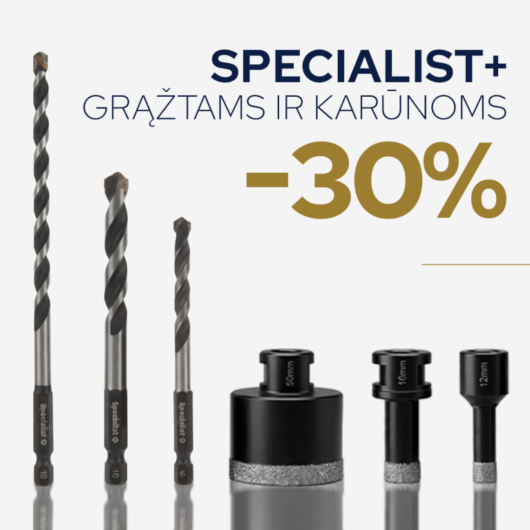 specialist+ gražtai + karunos specialist+ gražtai + karunos