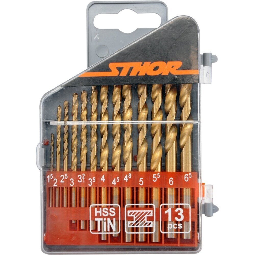 Metalo grąžtų rinkinys STHOR HSS Titanium, 1,5-6,5mm 13vnt