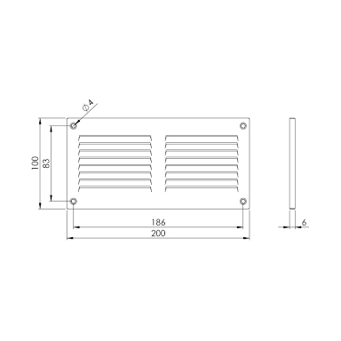 Metalinės grotelės 200x100mm Zn