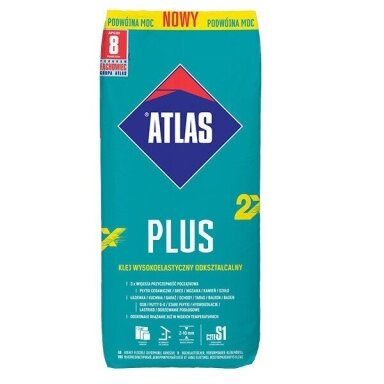 Elastingi plytelių klijai ATLAS Plus 2X, 25kg Elastingi plytelių klijai ATLAS Plus 2X, 25kg