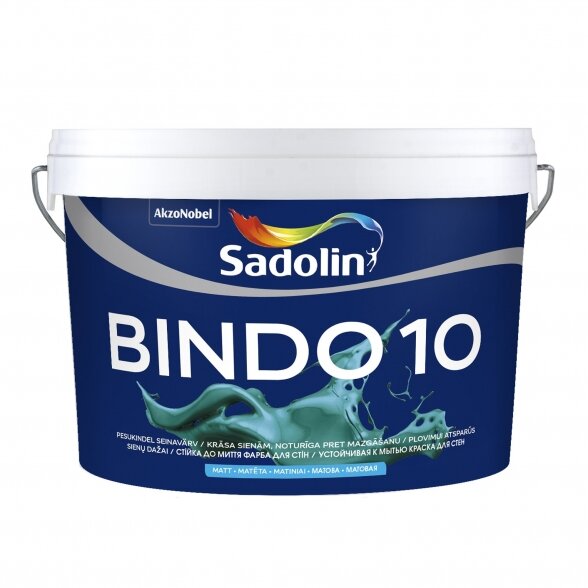 Vidaus dažai SADOLIN Bindo 10 A bazė, 2,5l balta sp. Vidaus dažai SADOLIN Bindo 10 A bazė, 2,5l balta sp.