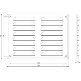 Metalinės grotelės 260x190mm baltos 1