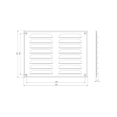 Metalinės grotelės 260x190mm baltos