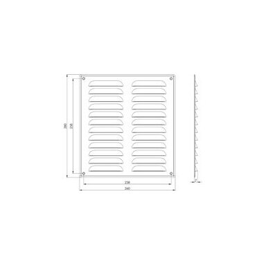 Grotelės ventiliacinės metalinės 260x280 mm ruda