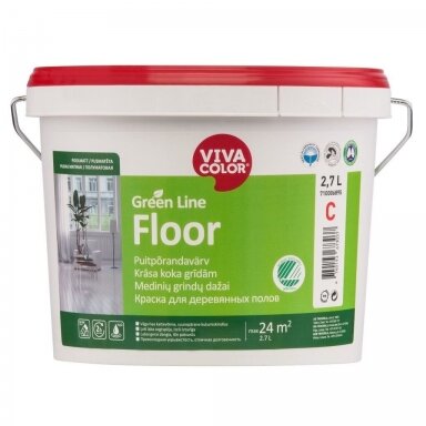 Grindų dažai VIVACOLOR Green Line Floor A bazė, 2,7l balta sp. pusiau matiniai