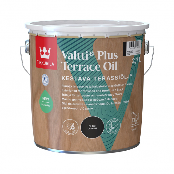 Aliejus medienai TIKKURILA Valtti Plus Terrace Oil, 2,7l juoda sp. Aliejus medienai TIKKURILA Valtti Plus Terrace Oil, 2,7l juoda sp.