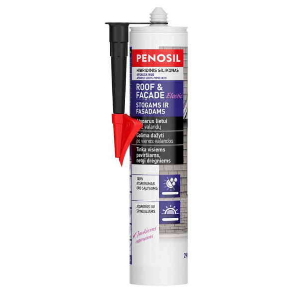 Hermetikas PENOSIL Roof&Facade Elastic, 290 ml, juoda sp. Hermetikas PENOSIL Roof&Facade Elastic, 290 ml, juoda sp.