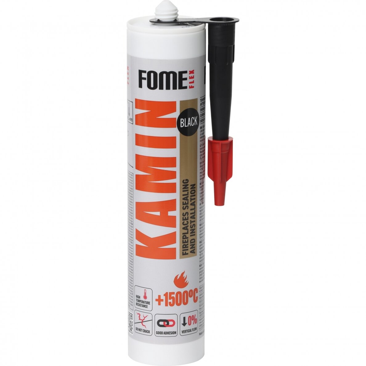 Karščiui atsparus hermetikas FOME FLEX 1500C Kamin Flex, 300ml juoda sp.