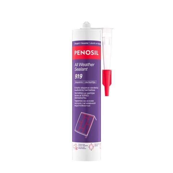Vandeniui atsparus hermetikas PENOSIL All Weather Sealant 919, 300ml bespalvis Vandeniui atsparus hermetikas PENOSIL All Weather Sealant 919, 300ml bespalvis
