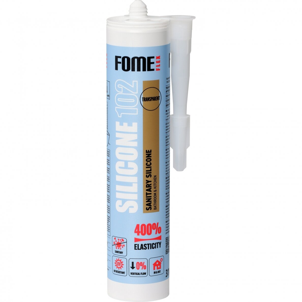 Silikoninis hermetikas FOME FLEX Sanitary Silicon 102, 310ml skaidri sp.