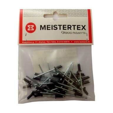 Kniedės 3.2x8mm RAL9010 MEISTERTEX (30vnt) Kniedės 3.2x8mm RAL9010 MEISTERTEX (30vnt)