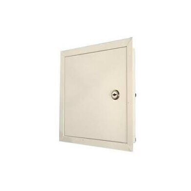 Durelės revizinės metalinės su užraktu 350x350mm baltos Durelės revizinės metalinės su užraktu 350x350mm baltos