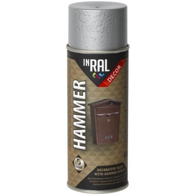 Aerozoliniai dažai INRAL Decor Hammer, 400ml sidabro sp.