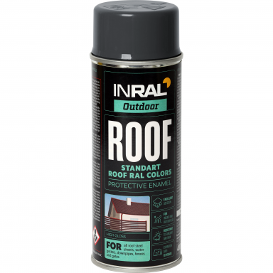 Aerozoliniai dažai stogo dangai INRAL Roof Spray, 400ml pilka sp. RAL7016 Aerozoliniai dažai stogo dangai INRAL Roof Spray, 400ml pilka sp. RAL7016