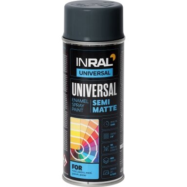 Aerozoliniai dažai INRAL Universal, 400ml antracito sp. pusiau matiniai Aerozoliniai dažai INRAL Universal, 400ml antracito sp. pusiau matiniai