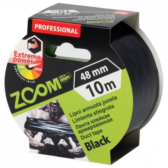 Armuota juosta ZOOM, 48mm 10m juoda sp. Armuota juosta ZOOM, 48mm 10m juoda sp.