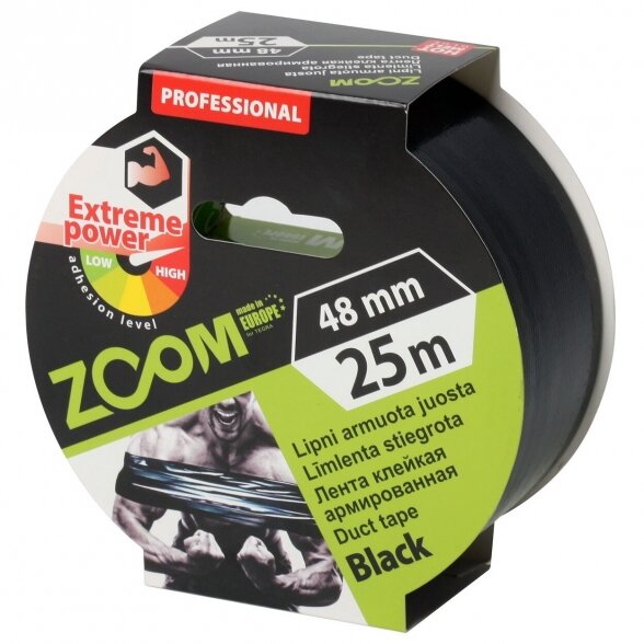 Armuota juosta ZOOM, 40mm 25m juoda sp. Armuota juosta ZOOM, 40mm 25m juoda sp.