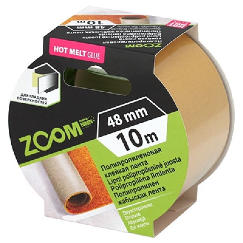 Dvipusė polipropeleno juosta ZOOM, 48mm 10m Dvipusė polipropeleno juosta ZOOM, 48mm 10m