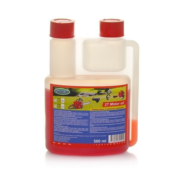 Alyva dvitakčiams varikliams 2T SAVEX su dozatoriumi (raudona), 500 ml Alyva dvitakčiams varikliams 2T SAVEX su dozatoriumi (raudona), 500 ml