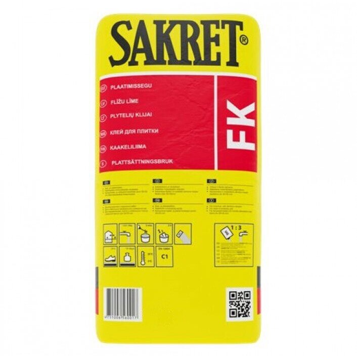Plytelių klijai SAKRET FK, 5kg Plytelių klijai SAKRET FK, 5kg
