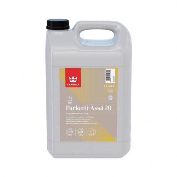 Parketinis lakas TIKKURILA Parketti Assa 20, 5l pusiau blizgus Parketinis lakas TIKKURILA Parketti Assa 20, 5l pusiau blizgus
