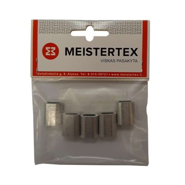 Plokščias aliuminis suspaudėjas 5mm MEISTERTEX (5vnt) Plokščias aliuminis suspaudėjas 5mm MEISTERTEX (5vnt)