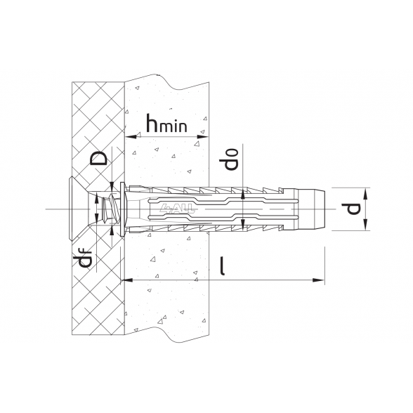 6x50mm/4,5x60 UNIVERSALUS KAIŠTIS SU MEDSRAIGČIU R-SL104ALL06L+4560 (60vnt) 2