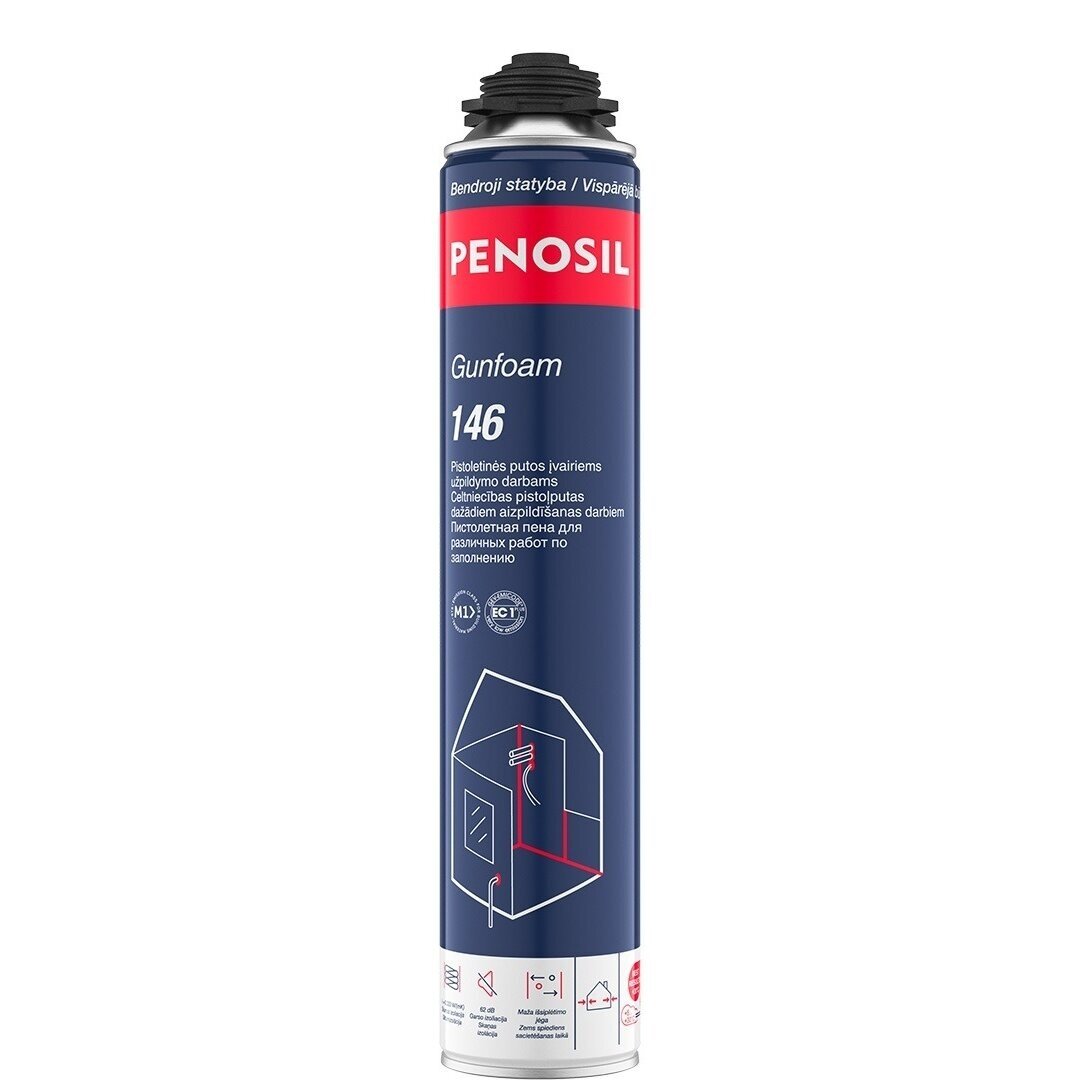 Montavimo putos PENOSIL Gunfoam 146, 750ml šviesiai geltona sp. Montavimo putos PENOSIL Gunfoam 146, 750ml šviesiai geltona sp.