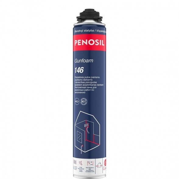 Montavimo putos PENOSIL Gunfoam 146, 750ml šviesiai geltona sp. Montavimo putos PENOSIL Gunfoam 146, 750ml šviesiai geltona sp.