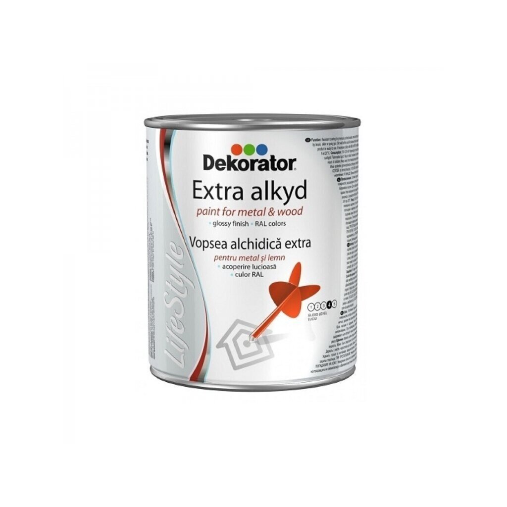 Alkidinė emalė DEKORATOR Extra, 0,75l žydra sp. Alkidinė emalė DEKORATOR Extra, 0,75l žydra sp.