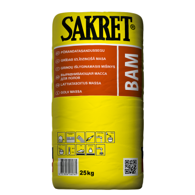 Išlyginamasis grindų mišinys SAKRET BAM, 3-40mm, 25kg Išlyginamasis grindų mišinys SAKRET BAM, 3-40mm, 25kg