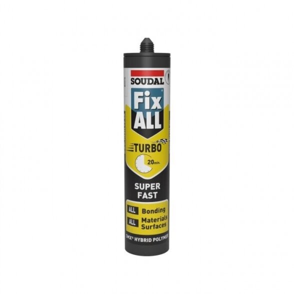 Klijai SOUDAL Fix All Turbo, 290ml pilki Klijai SOUDAL Fix All Turbo, 290ml pilki