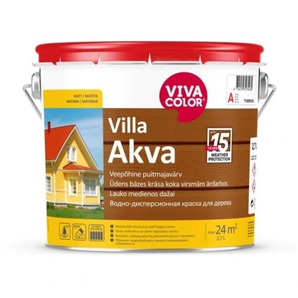 Dažai medienai VIVACOLOR Villa Akva C bazė, 2,7l skaidri sp.