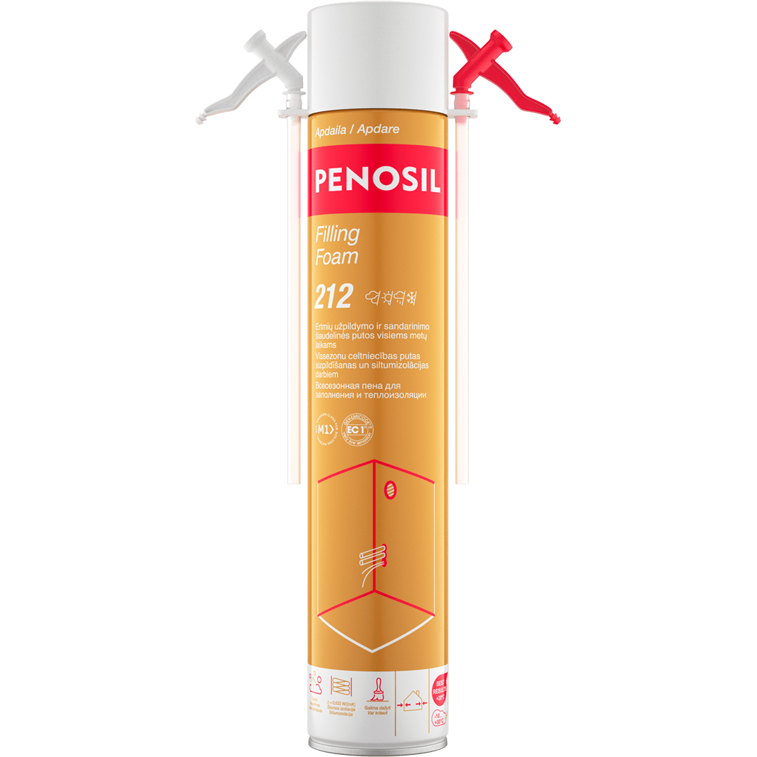 Sandarinimo putos PENOSIL Filling Foam 212, 650ml šviesiai geltona sp. Sandarinimo putos PENOSIL Filling Foam 212, 650ml šviesiai geltona sp.