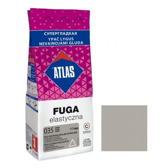 Elastingas glaistas plytelėms ATLAS 035, 5kg pilka sp. Elastingas glaistas plytelėms ATLAS 035, 5kg pilka sp.