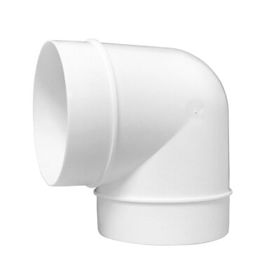 Apvali PVC alkūnė ventiliacijai EUROPLAST 90° balta sp.