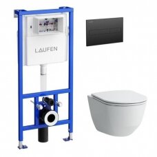 WC potinkins LAUFEN PRO komplektas wc+rėmas+tvirtinimai+tarpinė+juodas migtukas