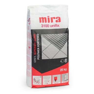 Plytelių klijai MIRA 3100 Unifix C2T, 25kg pilka sp. Plytelių klijai MIRA 3100 Unifix C2T, 25kg pilka sp.