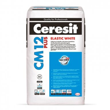 Klijai plytelėms CERESIT CM12 plus, 25kg balta sp. Klijai plytelėms CERESIT CM12 plus, 25kg balta sp.