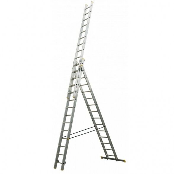 Universalios aliuminės kopėčios BAYERSYSTEM BS-DW, 3x14 pakopų Universalios aliuminės kopėčios BAYERSYSTEM BS-DW, 3x14 pakopų