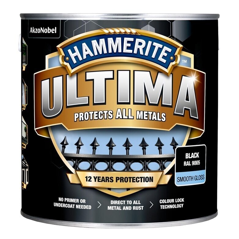 Metalo dažai HAMMERITE Ultima Smooth, 2,2l juoda sp. Metalo dažai HAMMERITE Ultima Smooth, 2,2l juoda sp.