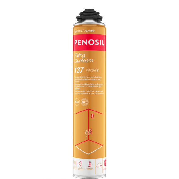 Pistoletinės sandarinimo putos PENOSIL Filling Gunfoam 137, 650ml šviesiai geltona sp. Pistoletinės sandarinimo putos PENOSIL Filling Gunfoam 137, 650ml šviesiai geltona sp.