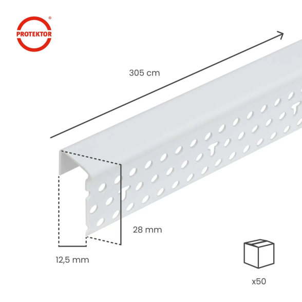 PVC užbaigimo profilis J PROTEKTOR, 12,5mm 305cm 1